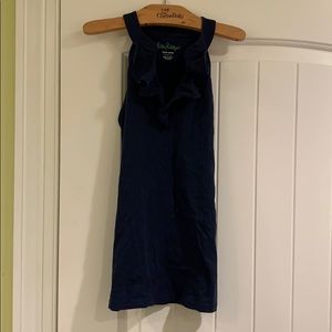 Lilly Pulitzer sleeveless navy top with ruffle